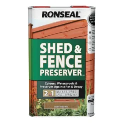 Ronseal Shed & Fence Preserver Light Brown - 5L