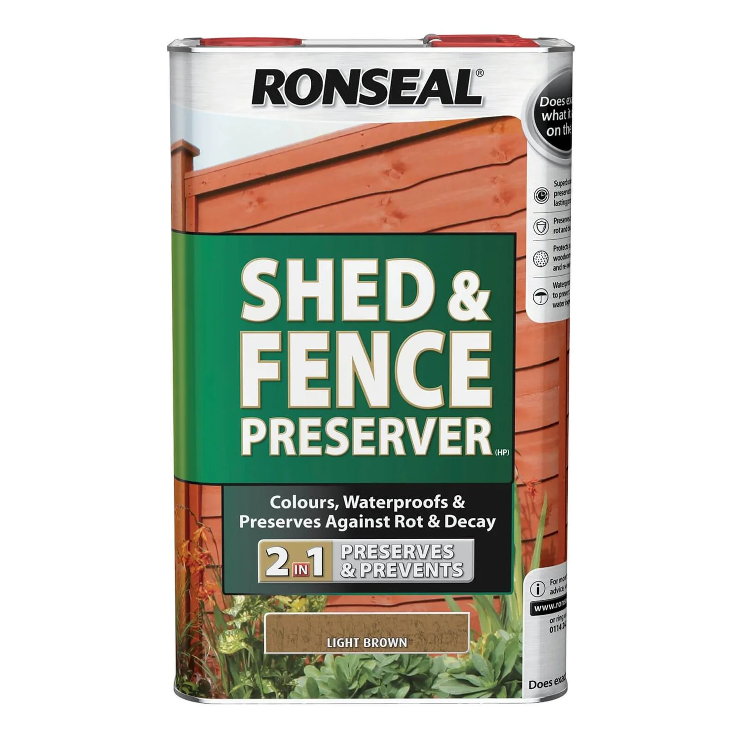 Ronseal Shed & Fence Preserver Light Brown - 5L 3 Ronseal Shed & Fence Preserver Light Brown - 5L