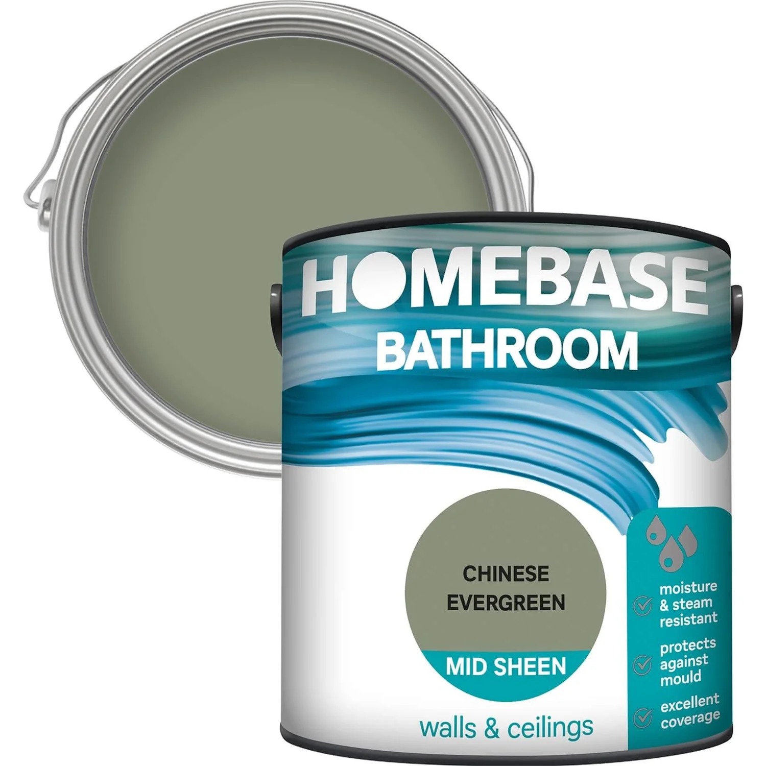 Homebase Bathroom Mid Sheen Paint - Chinese Evergreen 2.5L 3 Homebase Bathroom Mid Sheen Paint - Chinese Evergreen 2.5L