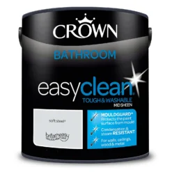 Crown Easyclean® Mouldguard+ Bathroom Mid Sheen Washable Multi Surface Paint Soft Steel® - 2.5 L -Home Improvement Shop 12886778 1174853416077435