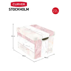 Curver Stockholm Mixed Marble Deco Storage Box - Pink & White 22L -Home Improvement Shop 13148481 2094896660314901