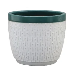 House Beautiful 2 Tone Teal Rim Egg Pot - 25cm
