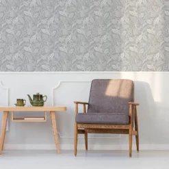 Fresco Artisan Leaf Grey Wallpaper -Home Improvement Shop 13991879 9315003723178162