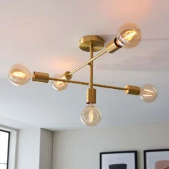 Home Improvement Shop 32 Logie Semi Flush Ceiling Light - Brass Effect