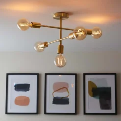 Logie Semi Flush Ceiling Light - Brass Effect 12 Logie Semi Flush Ceiling Light - Brass Effect -Home Improvement Shop 14301818 1365038438855872