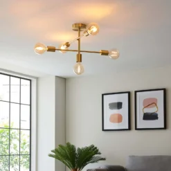 Logie Semi Flush Ceiling Light - Brass Effect 13 Logie Semi Flush Ceiling Light - Brass Effect -Home Improvement Shop 14301818 3405038438917240