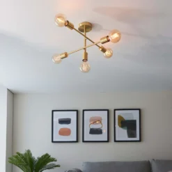 Logie Semi Flush Ceiling Light - Brass Effect 15 Logie Semi Flush Ceiling Light - Brass Effect -Home Improvement Shop 14301818 4345038439050593